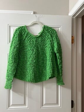 Free People Green Chunky Crewneck Sweater